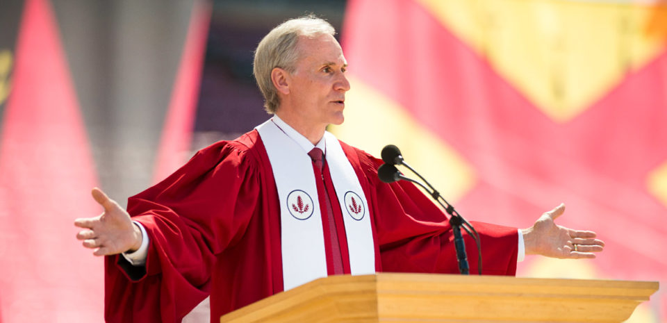 President Marc Tessier-Lavigne welcomes the parents, families and graduates to the commencement ceremony.