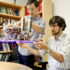 Hao Jiang, graduate student in the Cutkosky lab and lead author of the paper and Elliot Hawkes, MS ‘11, PhD ‘15, a visiting assistant professor from the University of California, Santa Barbara and co-author of the paper, hold the custom robotic gripper.