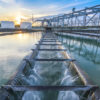 water treatment plant at sunset