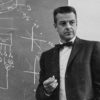 Historic photo of Robert Cannon at chalkboard with mathematical formulas