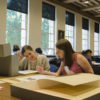 Teachers Esther Mansdorf and Erin Wilson examine documents related to World War I at the Hoover Institution Library & Archives on Aug. 2. 