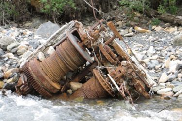 Tramline cable spool and gear assembly in Rex Creek.