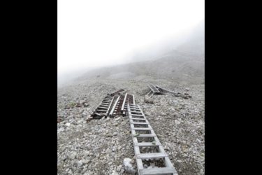 Ladders on the Jumbo Mine glacial moraine.