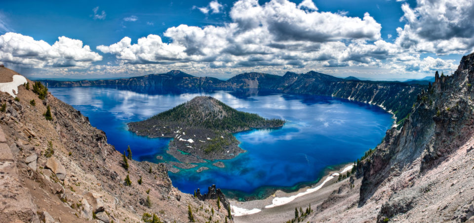 Researchers detail a new method for locating lithium in lake deposits from ancient supervolcanoes, which appear as large holes in the ground that often fill with water to form a lake, such as Crater Lake in Oregon, pictured here.