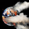 artist's rendering of Earth burning