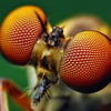 close up of eyes of a robber fly; the compound eyes inspired a new solar cell design