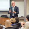 President Marc Tessier-Lavigne speaking to the Faculty Senate at its 10/27/17 meeting.