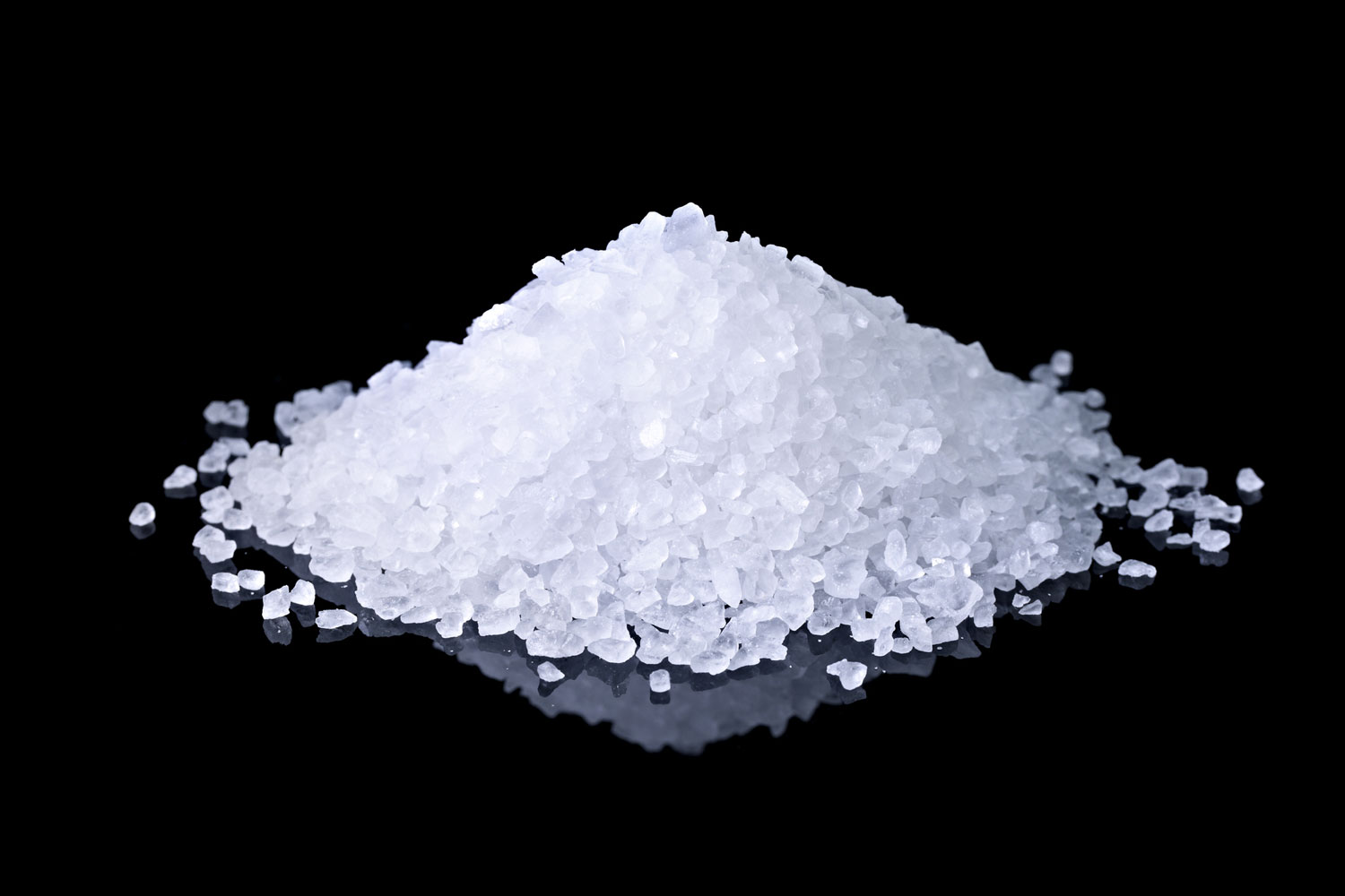 smal pile of salt on a black background