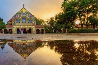 Memorial Church sunrise reflection