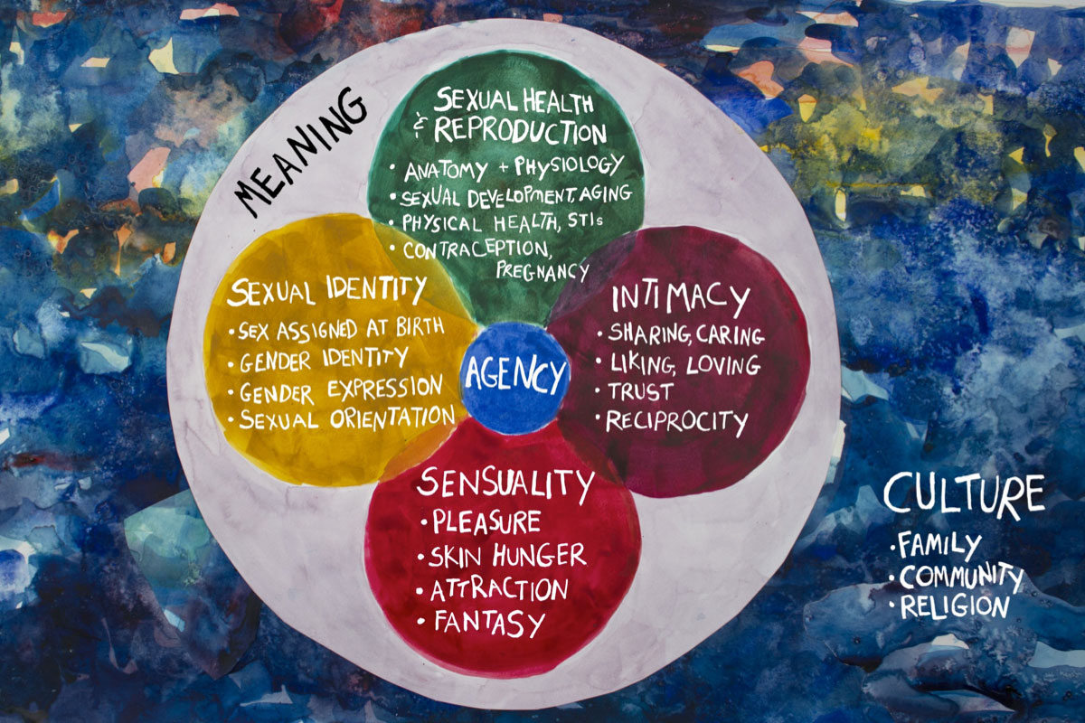 A slide from the Beyond Sex Ed program showing “Dimensions of Sexuality.” Model adapted by Brianna Booth from Dennis Dailey.