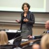 Catherine Palter standing before the senate