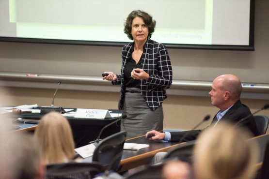 Catherine Palter standing before the senate