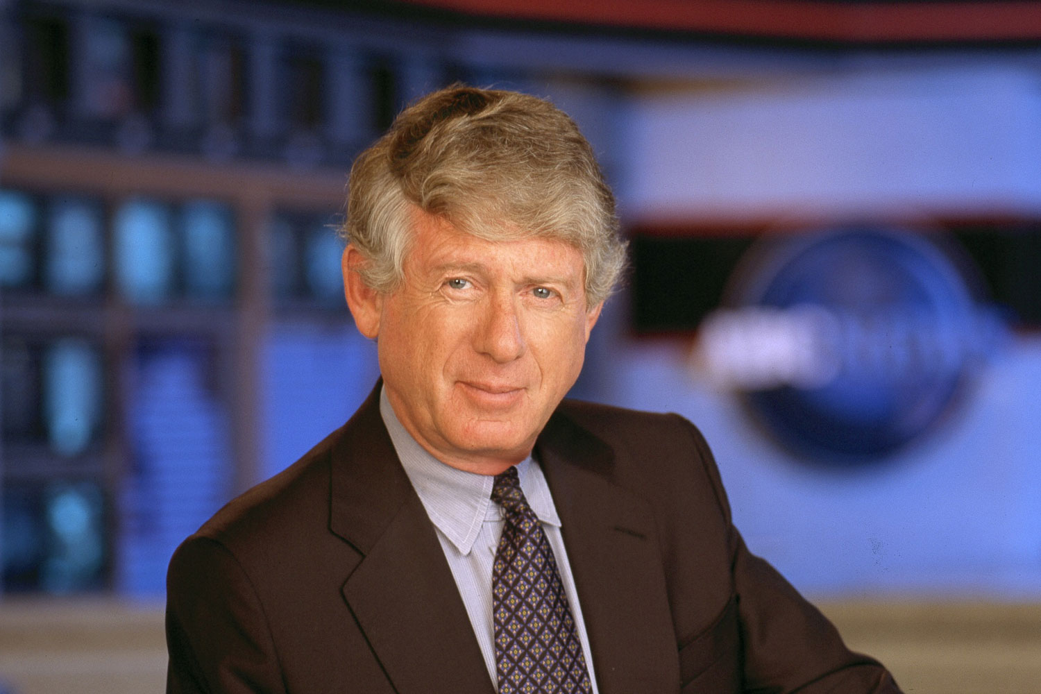 Ted Koppel on set in newsroom