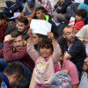 refugees at railway station in Hungary