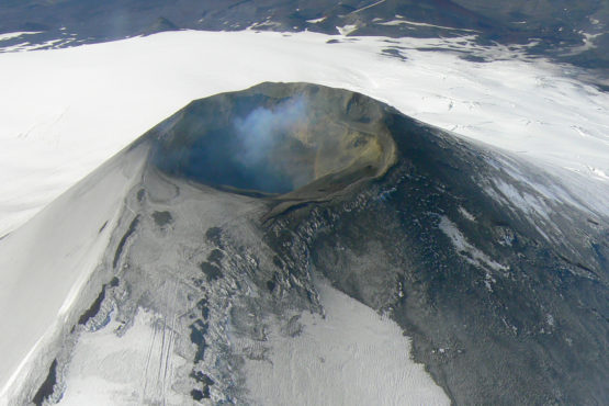 Aerial view of Villarica volcano.