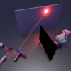 representation of a laser light bouncing off a surface to illuminate an object hidden around the corner