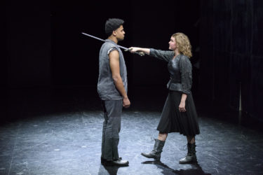 Irie Evans as Segismundo, left, and Fiona Maguire as Rosaura i