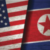 composite image of U.S. and North Korean flags