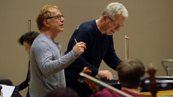 Danny Elfman and John Mauceri rehearse Stanford students