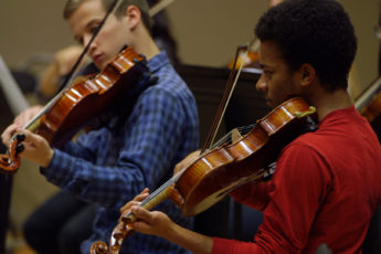 SSO students rehearse at Bing Studio