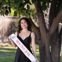 Jacqueline Wibowo wears her Miss San Jose sash and crown