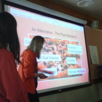 students offer a presentation in the dorm