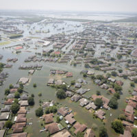 Hurricane Harvey caused massive flooding in Port Arthur, Texas, in August 2017.