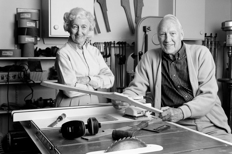 Robert Eustis and his late wife, Kay, are shown in Eustis’ workshop. 