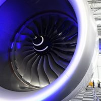 A jet engine of an Airbus A350 XWB