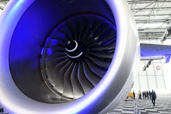 A jet engine of an Airbus A350 XWB