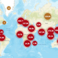 Map shows where online learners who have taken Stanford’s free public courses are from.