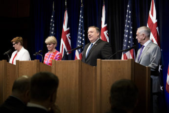 From left: Marisa Payne, Julie Bishop, Mike Pompeo and James Mattis