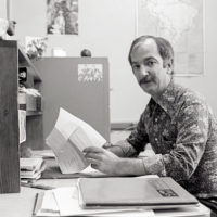 James M. Breedlove works at the Stanford University Libraries in this 1976 photo.