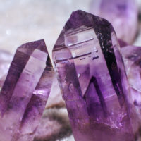 macro shot of amethyst crystals