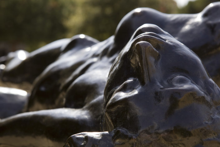 Detail of the sculpture "The Martyr.")