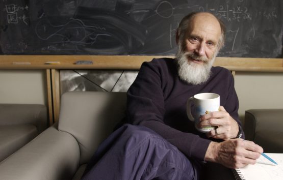 Leonard Susskind drinking coffee