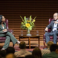 World Bank Group President Jim Yong Kim speaks with Stanford Professor Condoleezza Rice.