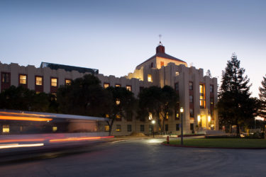 Hoover Pavilion at dusk