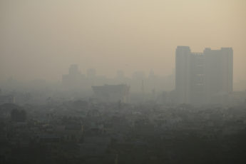 Smog covers a neighborhood in Delhi, India.