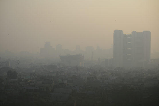 Smog covers a neighborhood in Delhi, India.