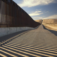 Fence separating United States and Mexico