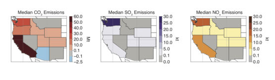 Maps showing emissions in 11 states