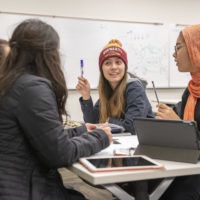 Paisley Richards and Nour Mary Aissaoui in class.