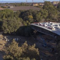 aerial view of Frost Amphitheater renovation