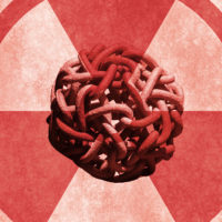 Radioactive Gordian Knot -- radiation symbol with a knotted chain at its center