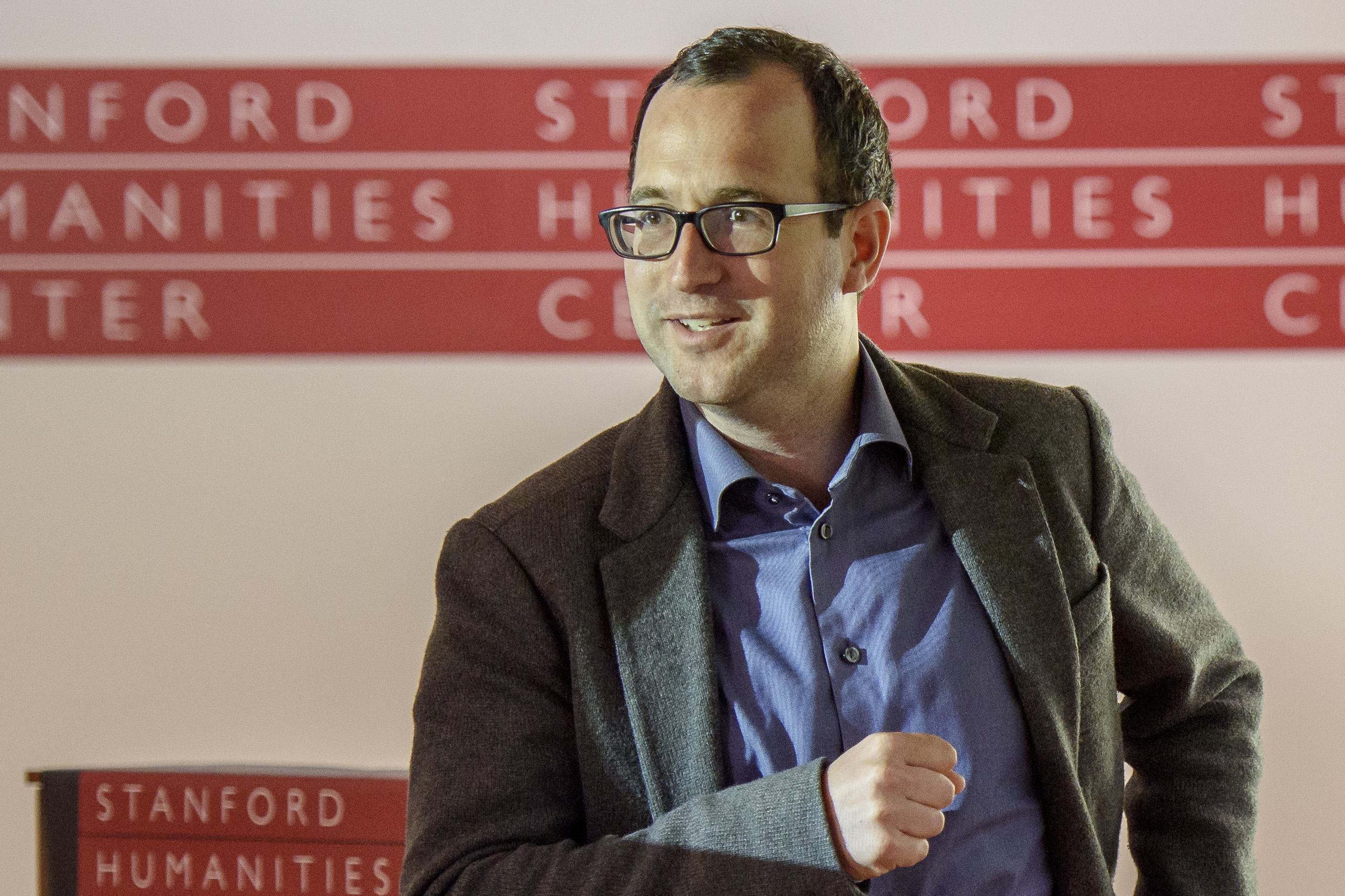 Prof. Dan Edelstein talks about the French Revolution during a class at the Stanford Humanities Center.