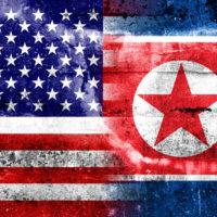 representation of US and North Korea flags