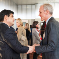 Marc Tessier-Lavigne greets President Alvarado.