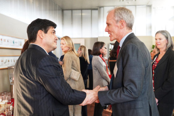 Marc Tessier-Lavigne greets President Alvarado.