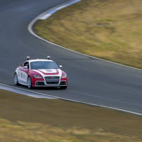 Shelley, Stanford's autonomous Audi TTS, performs at Thunderhill Raceway Park.